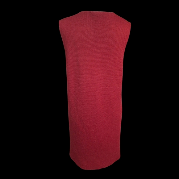 Cocogio Open-Front Sleeveless Pocket Merino Wool Maroon Long Vest Sweater Medium - Picture 5 of 16